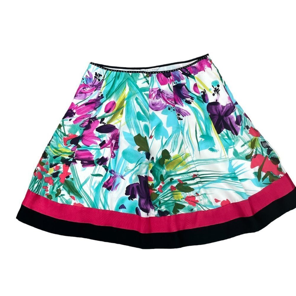 Peter Nygard Women Size‎ 10 Floral A-Line Silk Skirt Lined Side Zip Multicolor